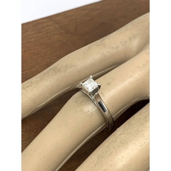 Engagement Ring 0.45ct Diamond Princess Solitaire 14k White Gold Women S… - Picture 14 of 15